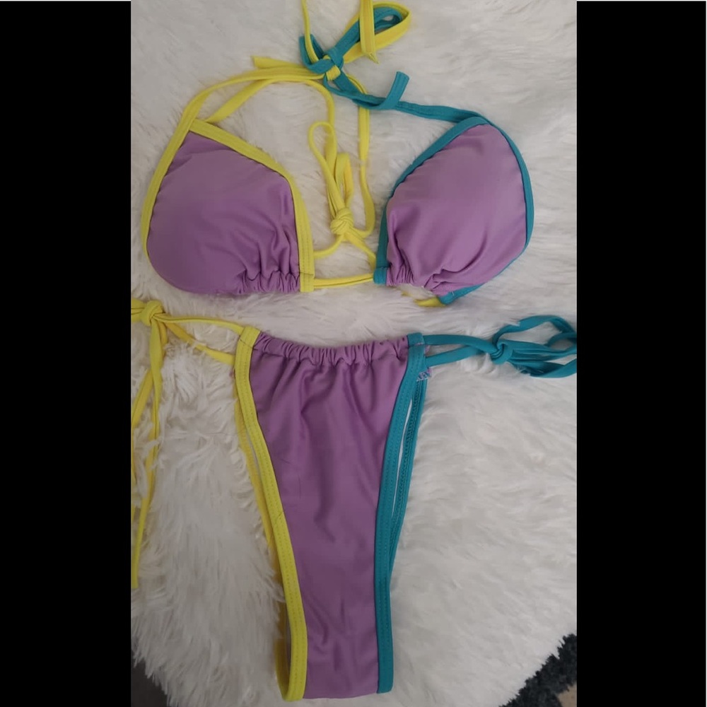 Brazilian style Women's Color Block Halter Tr - Picture 4 of 8